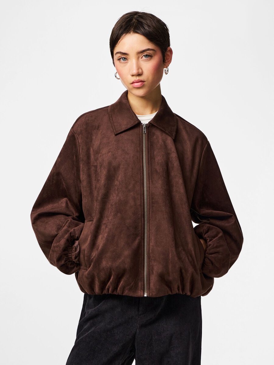 Product carousel image - PCFOLINE BRUSHED BOMBER JACKET, Hot Fudge | 1
