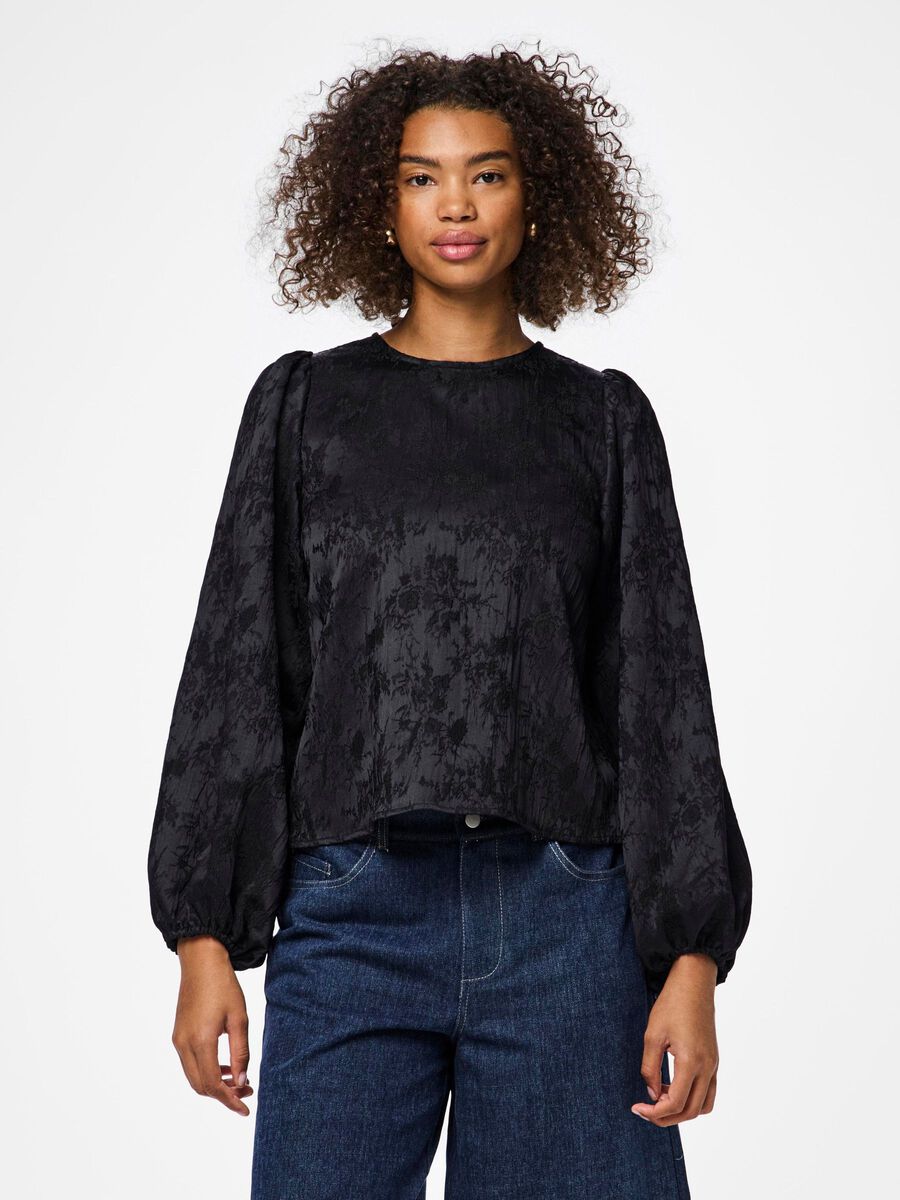 Pieces PCNETHE LONG SLEEVED BLOUSE, Black, highres - 17157948_Black_003.jpg