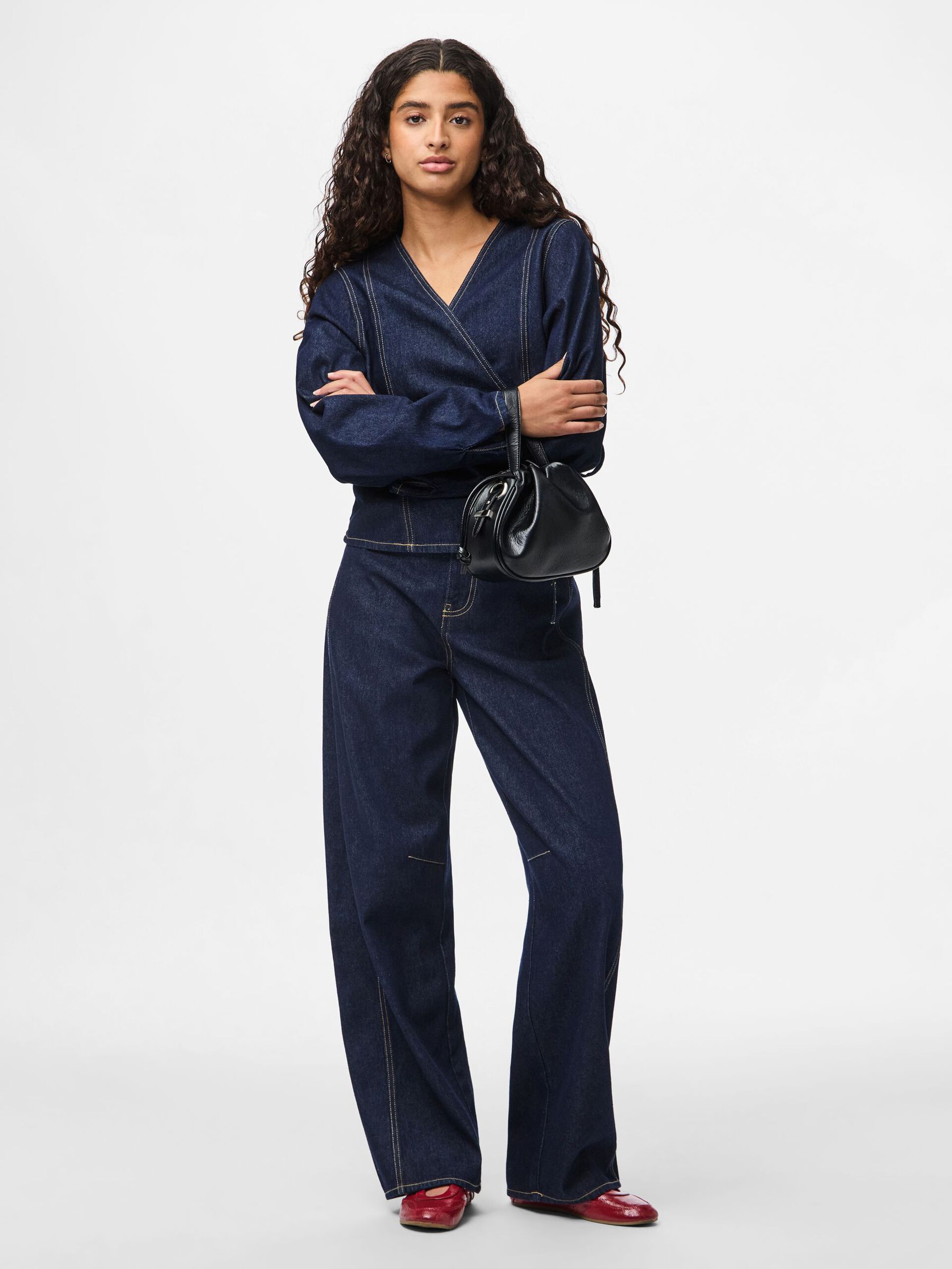 Carousel image - PCFENNA - LIEN À NOUER JEANS BARREL, Dark Blue Denim | 5