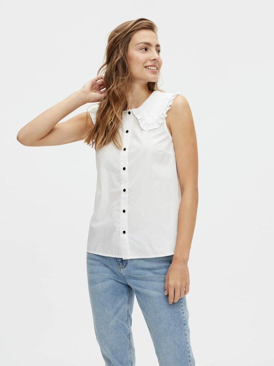 Pieces PCLEINE SLEEVELESS SHIRT, Bright White, highres - 17121882_BrightWhite_003.jpg