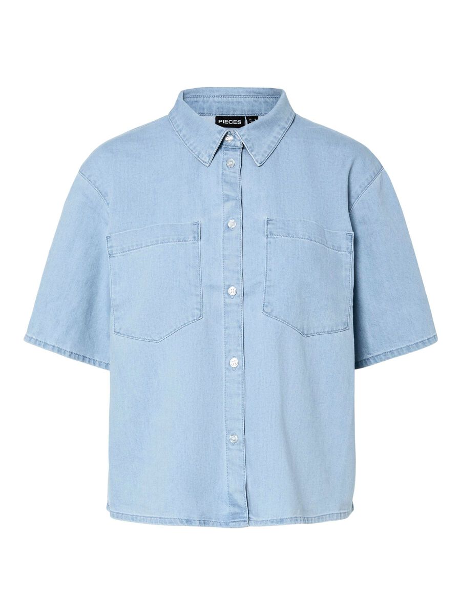 Pieces PCTULA SPIJKERBLOUSE, Light Blue Denim, highres - 17157268_LightBlueDenim_001.jpg