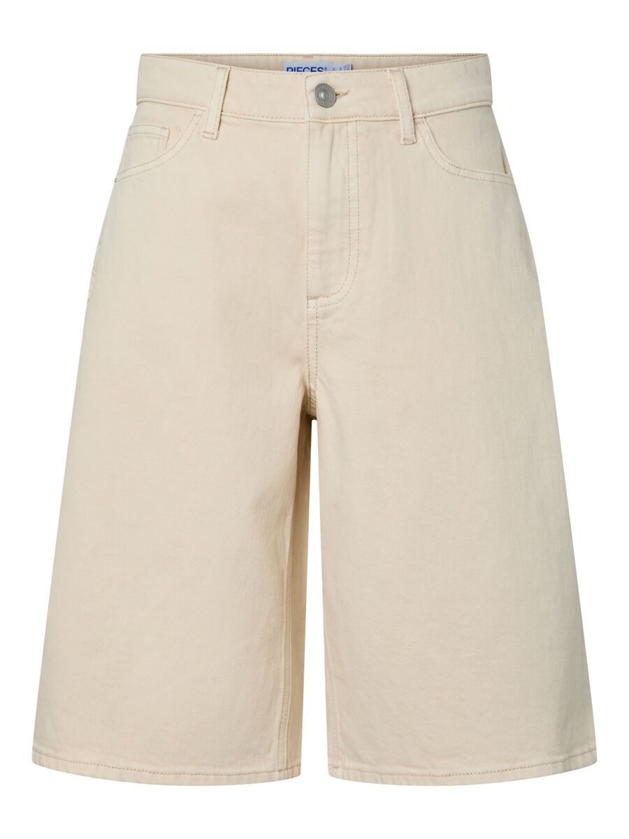 Product carousel image - PCGRACE MW LONG OLASHORTS, Ecru | 1