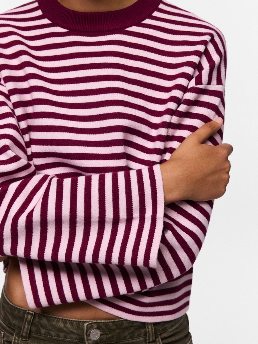 Carousel image 5 PCJASSY STRIPE KNITTED PULLOVER, Raspberry Radiance