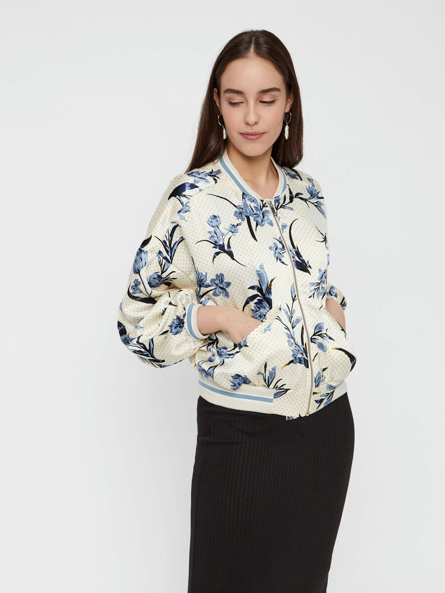 Pieces FLORAL-PRINT BOMBER JACKET, Almond Milk, highres - 17094914_AlmondMilk_671499_003.jpg