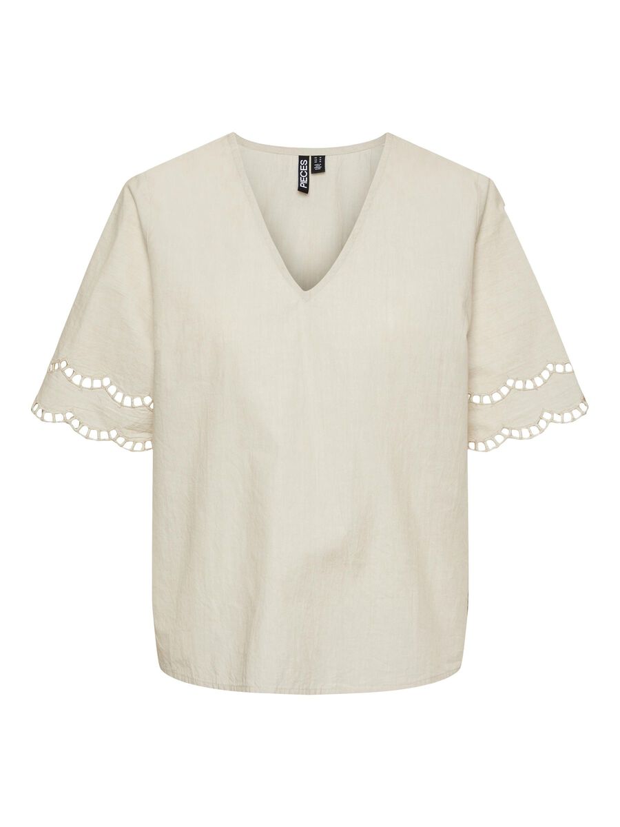 Pieces PCSARA SHORT SLEEVED TOP, Silver Gray, highres - 17152089_SilverGray_001.jpg