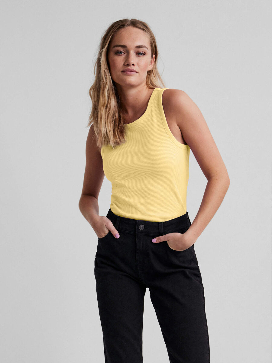 PIECES Rib Top Kvinder Gul