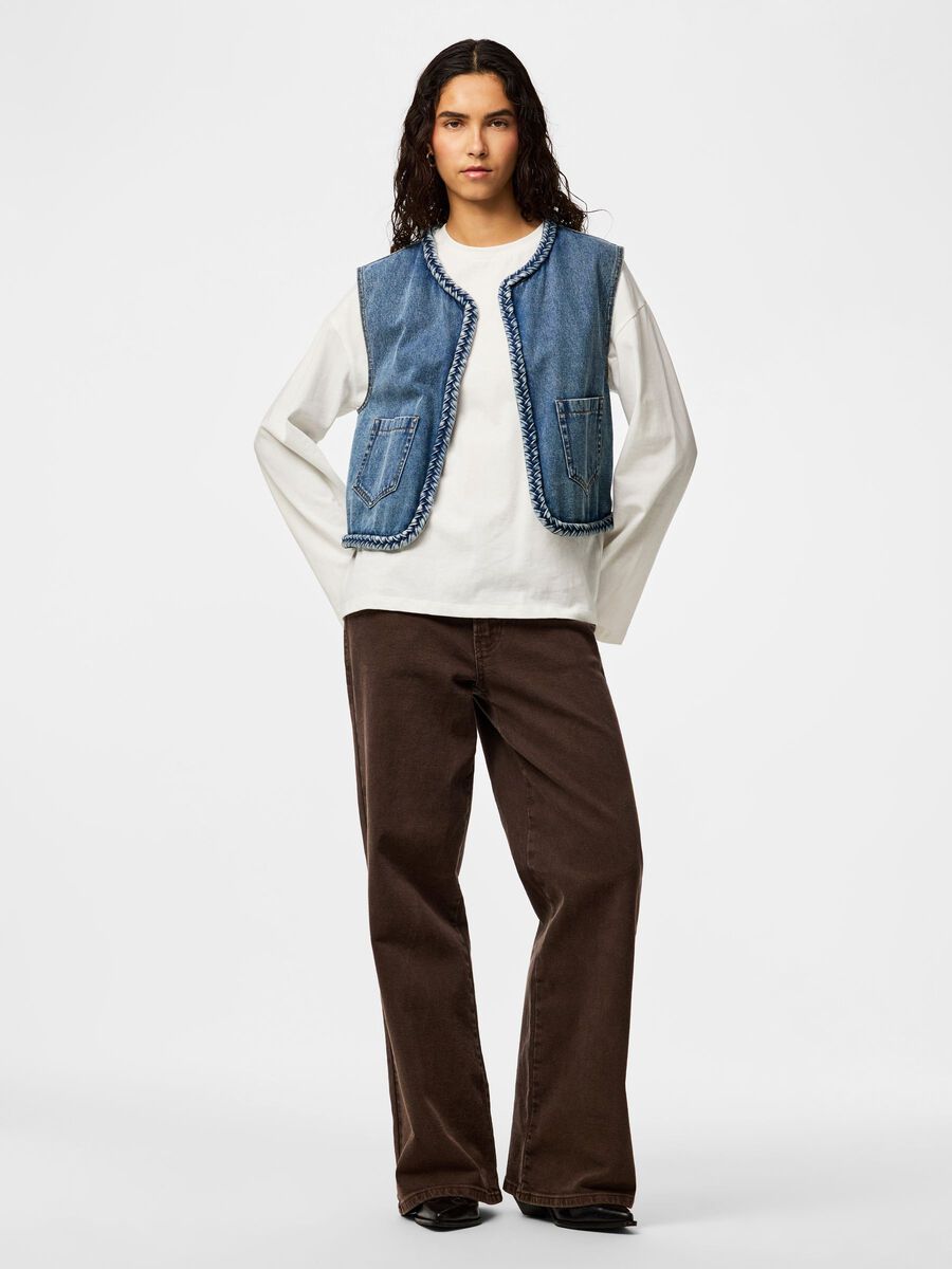 Carousel image - PCBELL CROPPED DENIM VEST, Light Blue Denim | 3