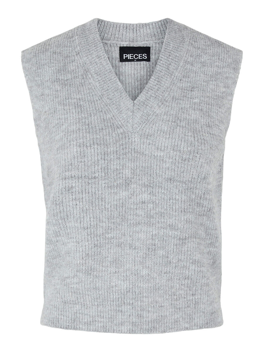 Pieces PCCHAPA KNITTED VEST, Light Grey Melange, highres - 17118644_LightGreyMelange_001.jpg