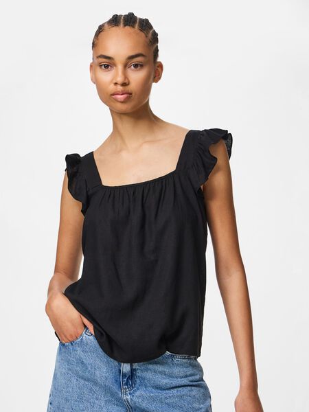 Pieces PCPIA LINEN BLEND SLEEVELESS TOP, Black, highres - 17154740_Black_003.jpg