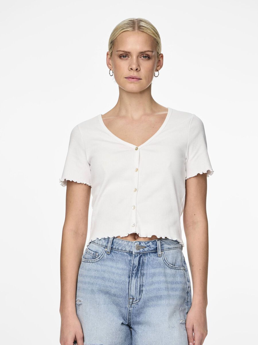 Pieces PCMADDY SHORT SLEEVED TOP, Bright White, highres - 17145716_BrightWhite_003.jpg