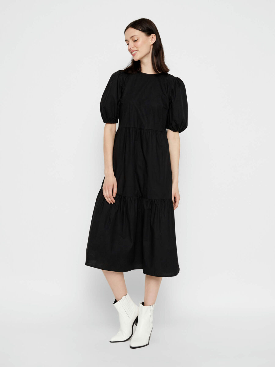 Pieces PUFF SLEEVE MIDI DRESS, Black, highres - 17106478_Black_003.jpg