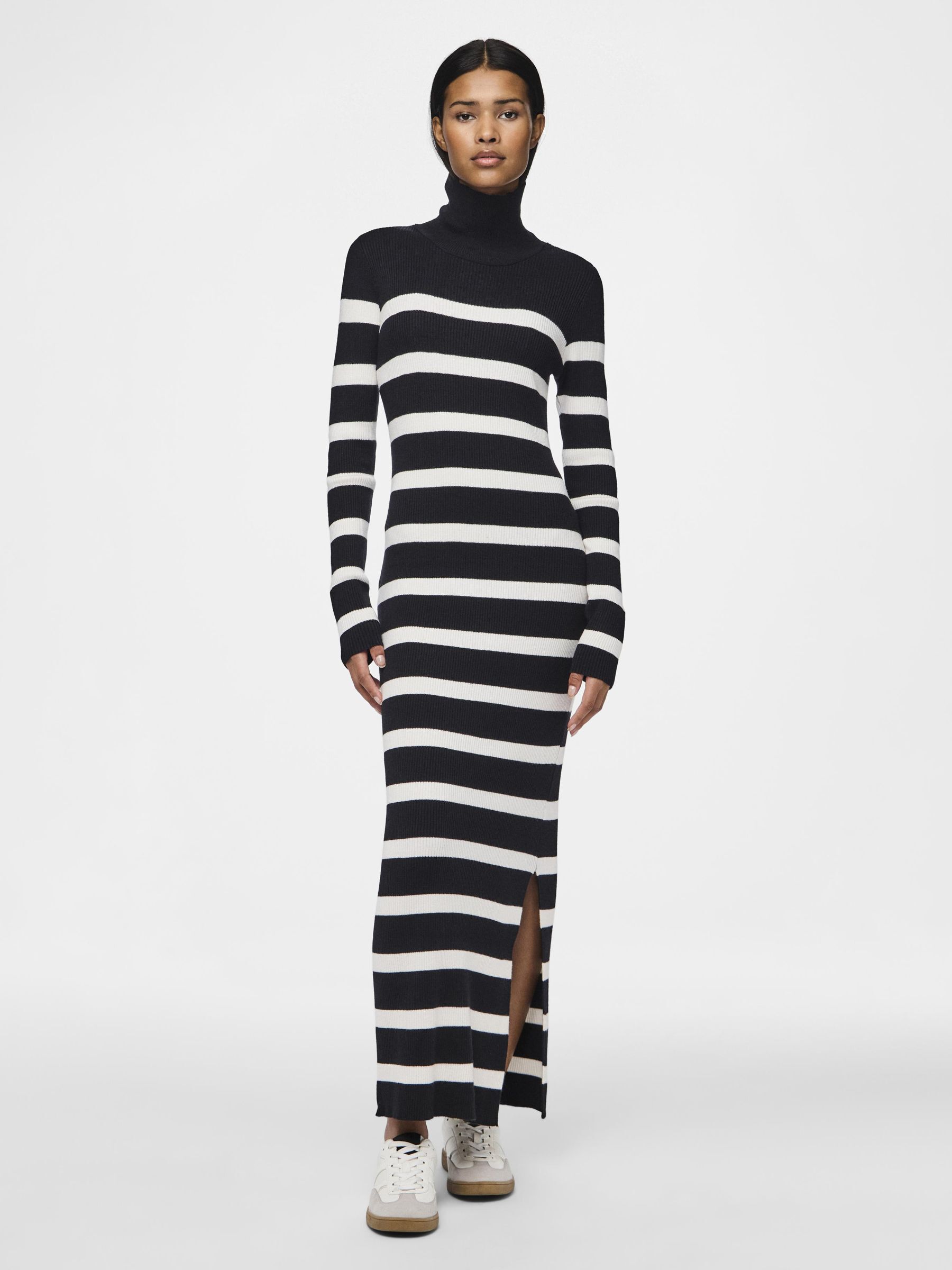 Gebreide jurk met col zwart discount