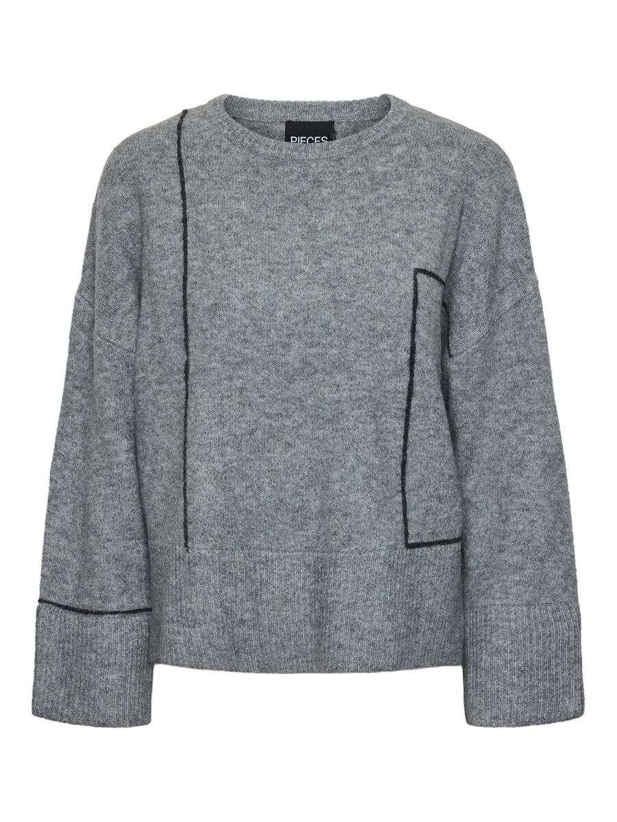 Pieces PCGALE KNITTED JUMPER, Medium Grey Melange, highres - 17154185_MediumGreyMelange_1149045_001.jpg