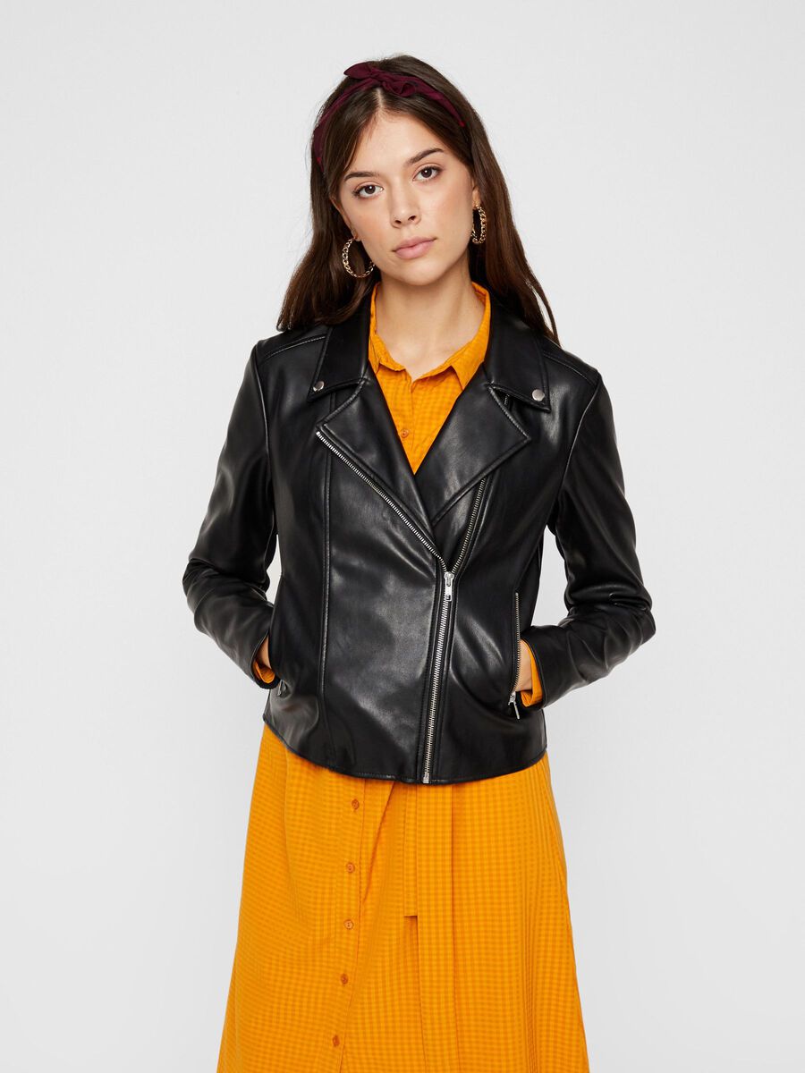 Pieces FAUX LEATHER BIKER JACKET, Black, highres - 17102706_Black_003.jpg