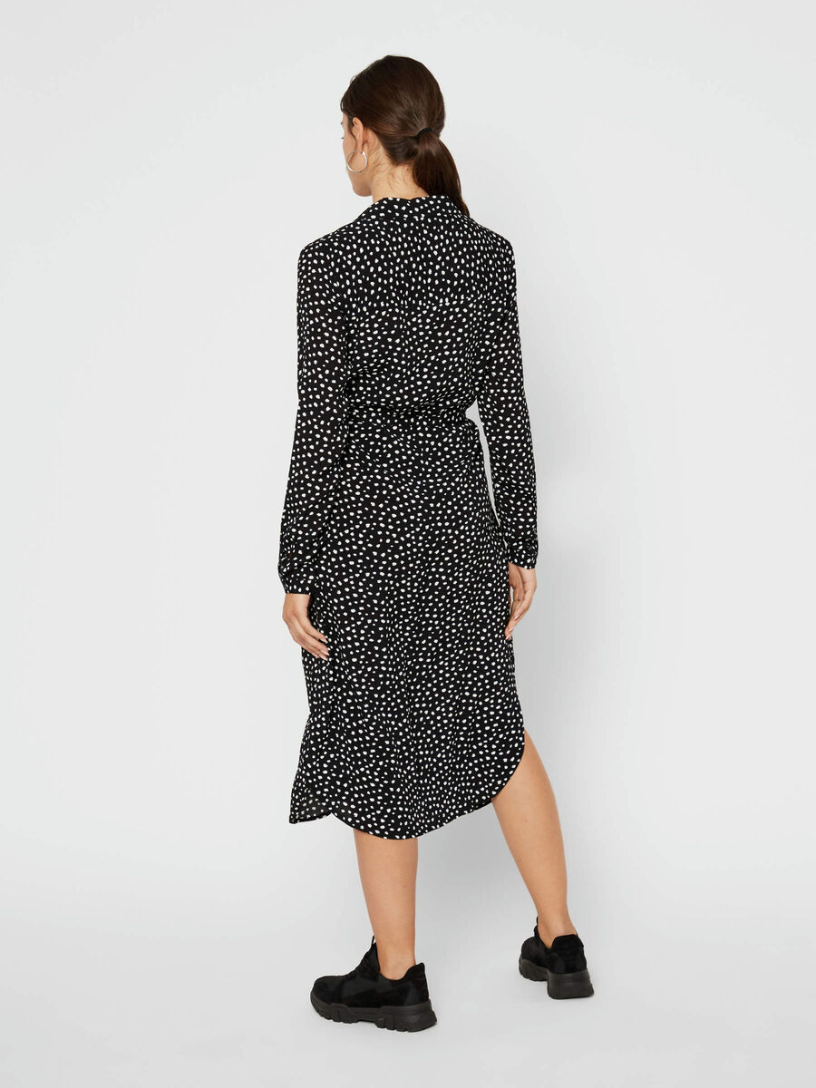 Pieces FLECKED VISCOSE SHIRT DRESS, Black, highres - 17101913_Black_741608_004.jpg