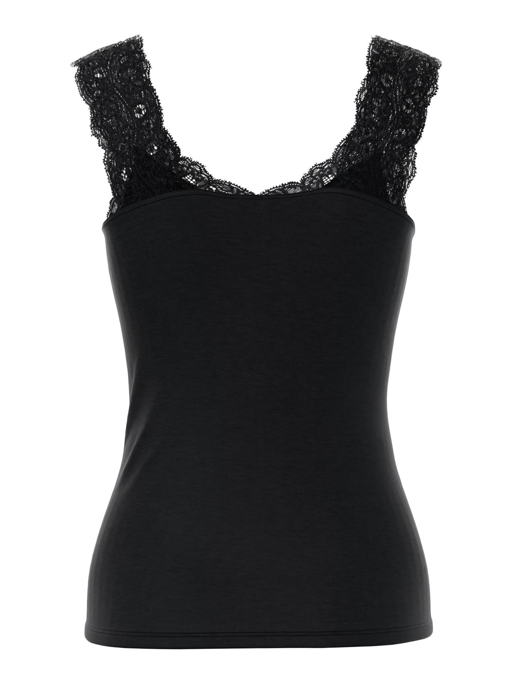 PCBARBERA LACE SLEEVELESS TOP | Black | PIECES® UK