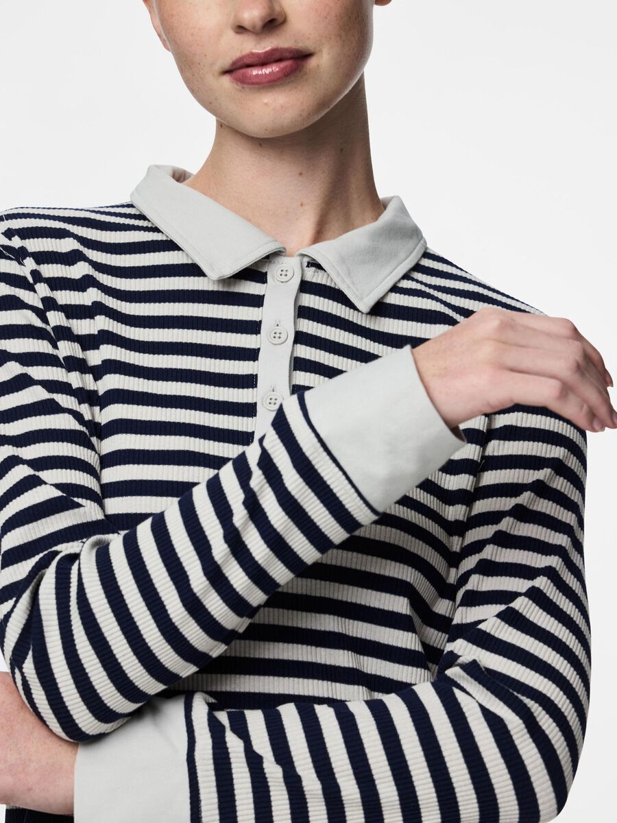 Pieces PCDONNA RIBBED LONG-SLEEVED POLO, Maritime Blue, highres - 17160430_MaritimeBlue_1230044_006.jpg