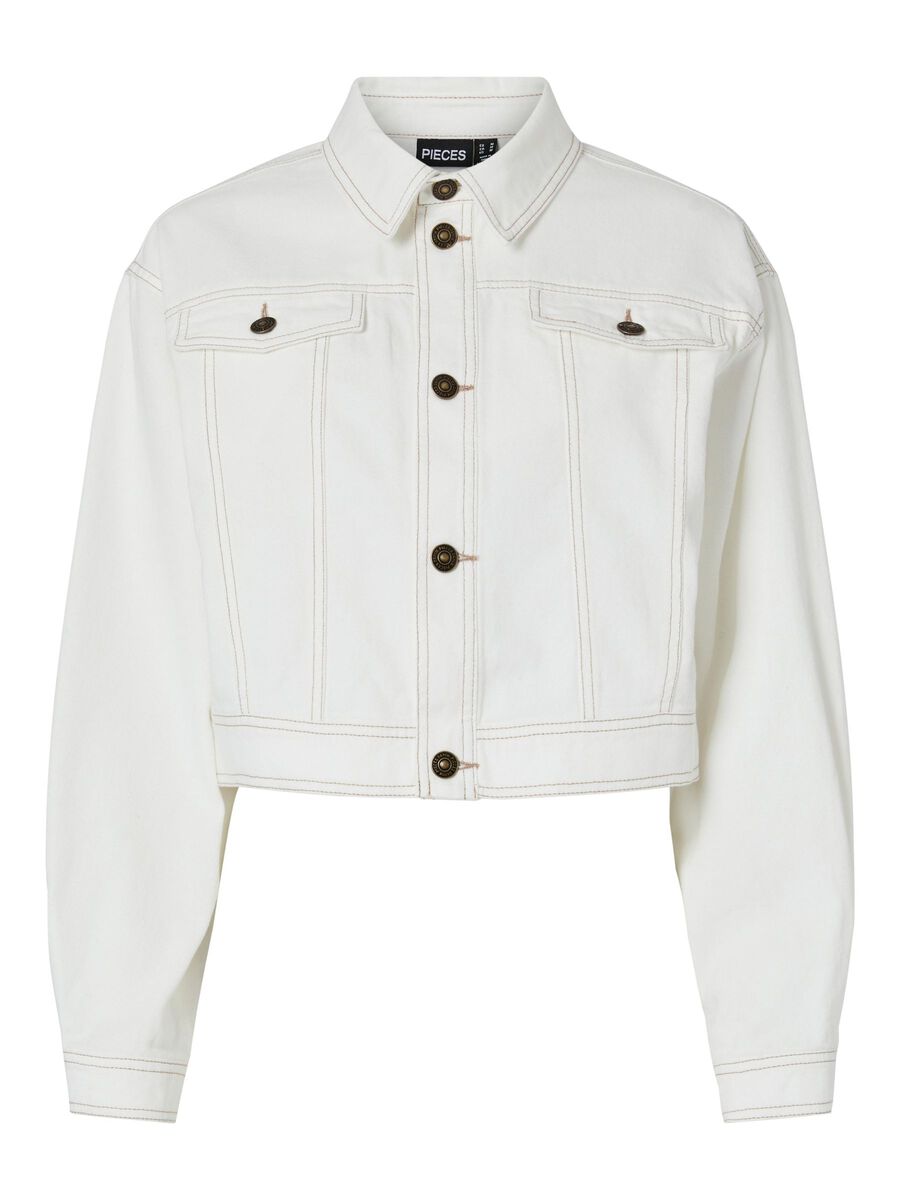 Pieces PCFINE DENIM JACKET, Cloud Dancer, highres - 17161461_CloudDancer_001.jpg