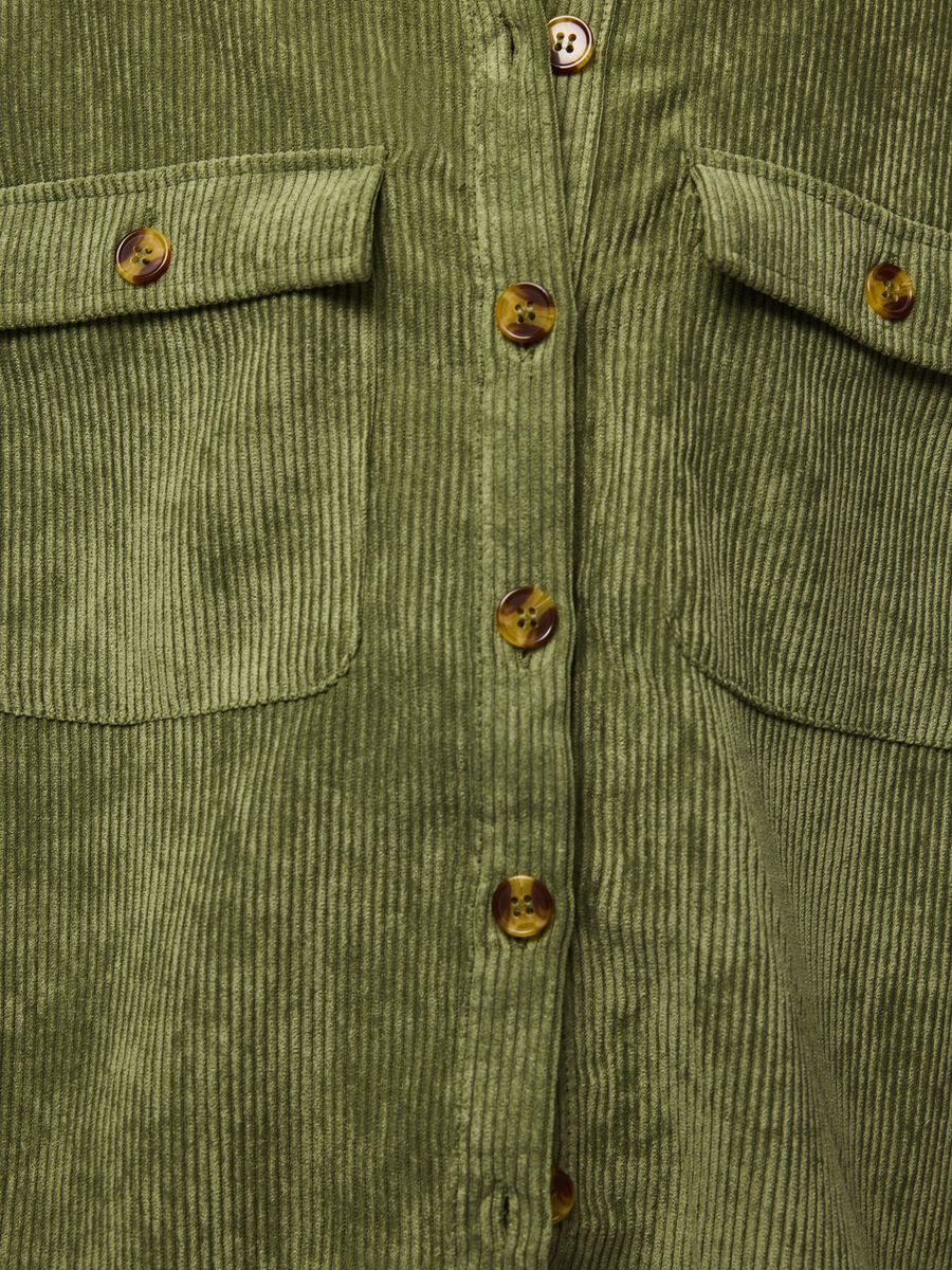 Pceffi corduroy overhemd, colour: olivine, groene, productafbeelding