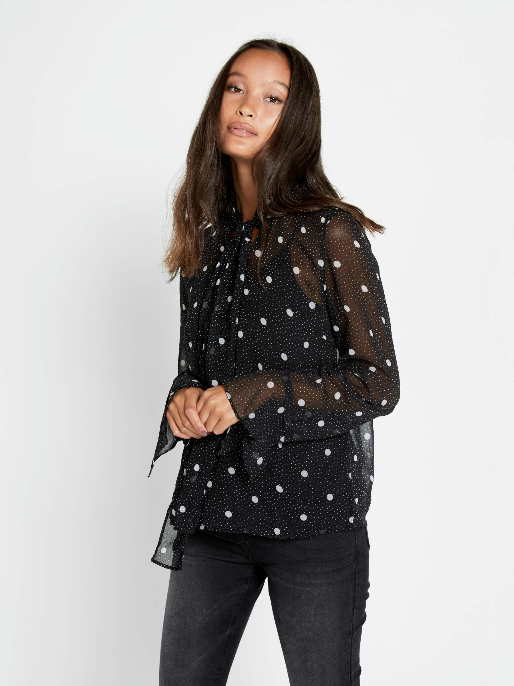 Zara black chiffon blouse deals