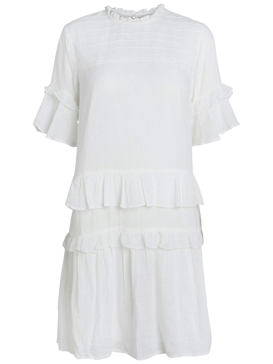 Pieces SHORT SLEEVED FEMININE FRILL DRESS, Bright White, highres - 17089957_BrightWhite_001.jpg