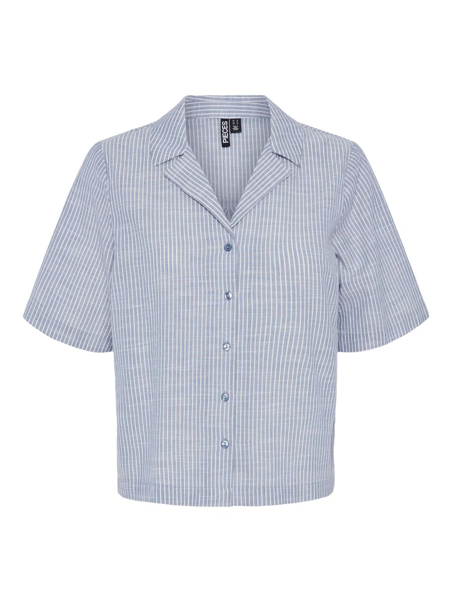 Pieces PCAPIA 2/4 LINEN-BLEND SHIRT, Coronet Blue, highres - 17155305_CoronetBlue_1161536_001.jpg