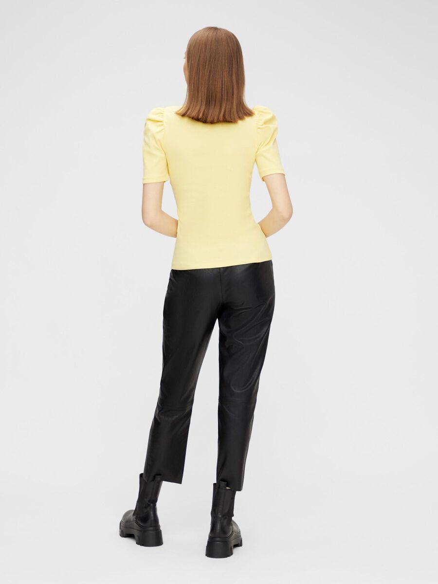 Pieces PUFF SLEEVED RIB TOP, Popcorn, highres - 17110522_Popcorn_820185_004.jpg