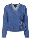 Pieces PCTABI DENIM  WRAP TOP, Dark Blue Denim, highres - 17157601_DarkBlueDenim_001.jpg