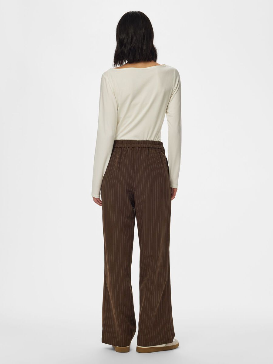 Product carousel image 2 PCBOZZY STRIPED WIDE-LEG TROUSERS, Hot Fudge