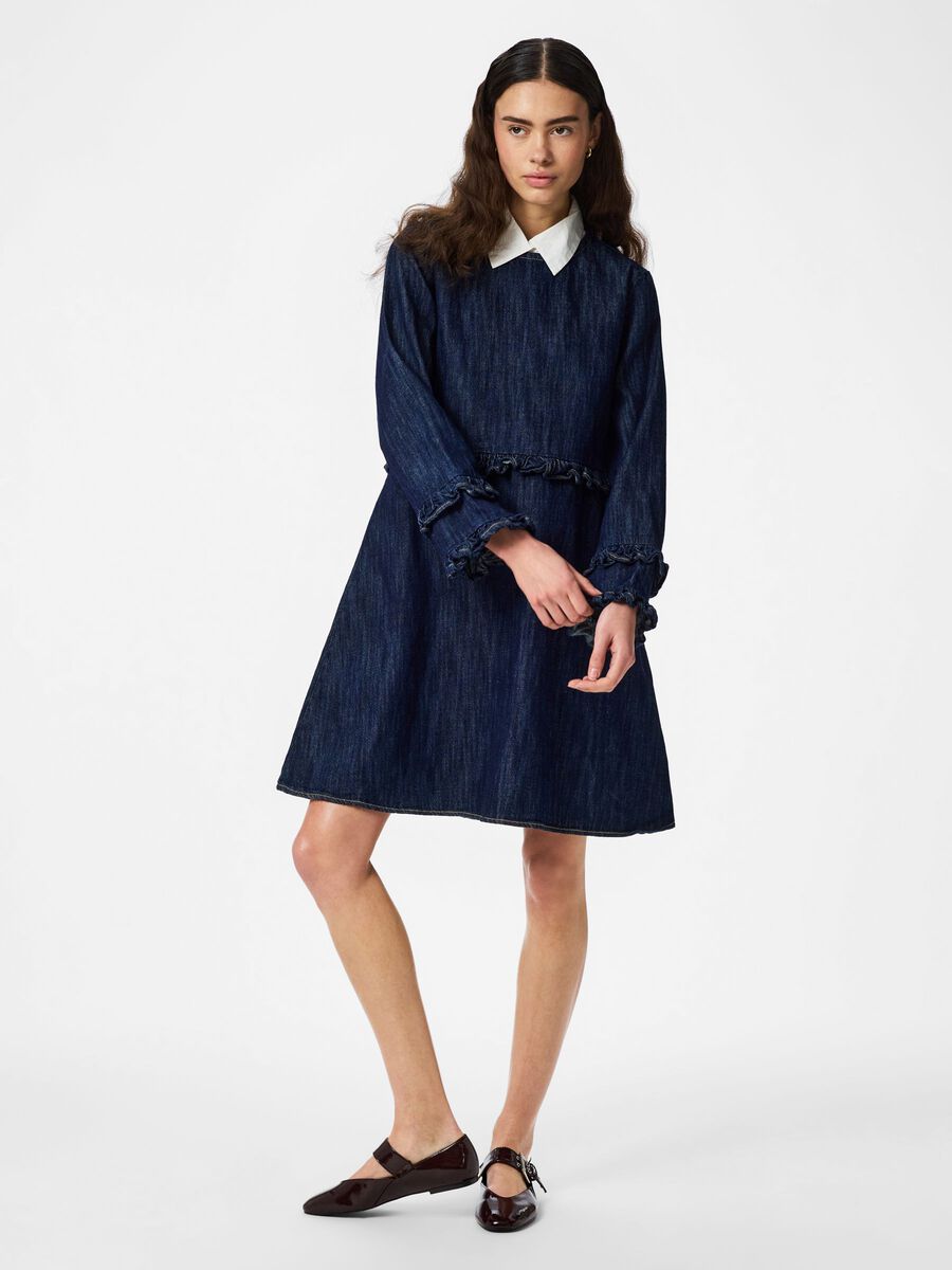 Product carousel image - PCGEGGO FLOUNCE  DENIM DRESS, Dark Blue Denim | 1