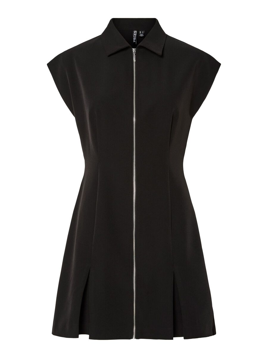 Pieces PCMORGAN ZIP MINI DRESS, Black, highres - 17161298_Black_001.jpg