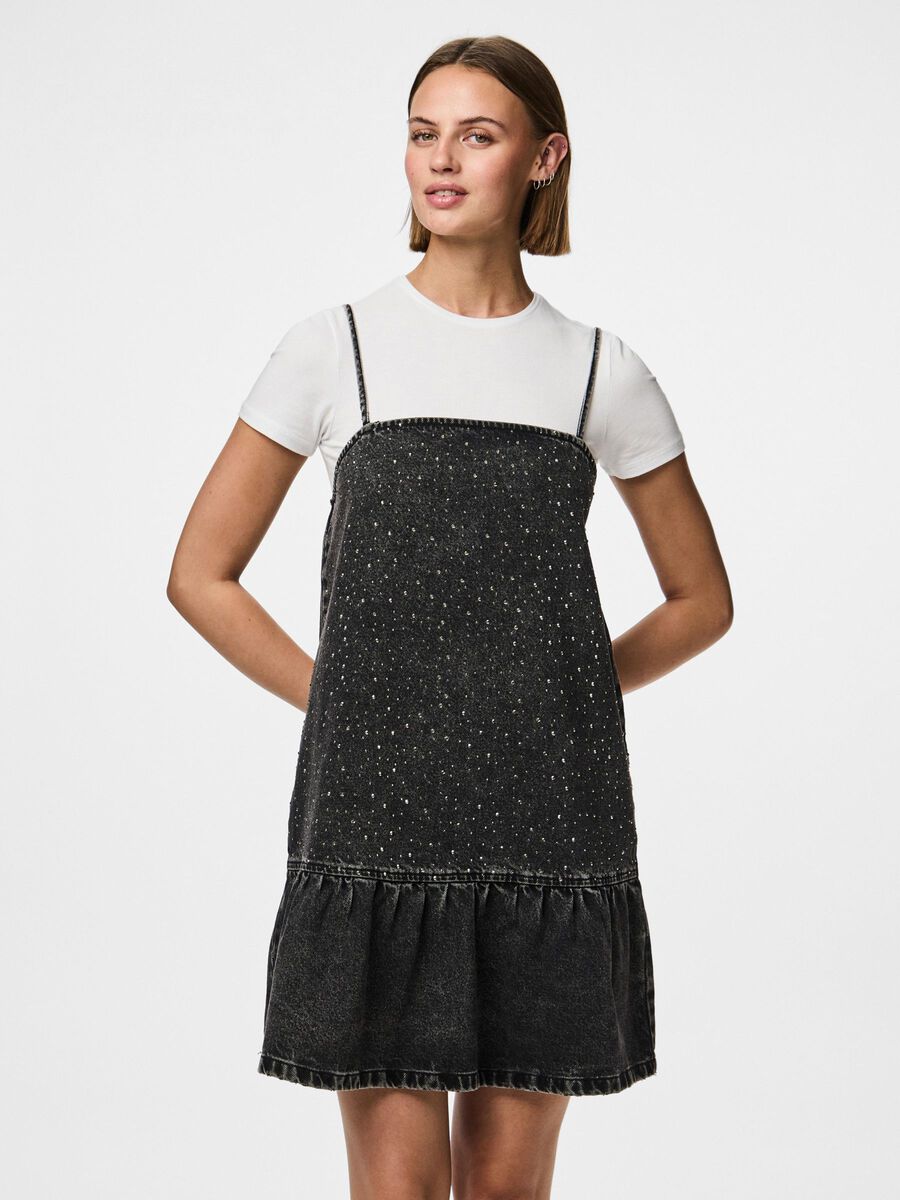 Pieces PCNOEL GLITTERSTEN JEANSKLÄNNING, Black Denim, highres - 17160029_BlackDenim_1210956_003.jpg