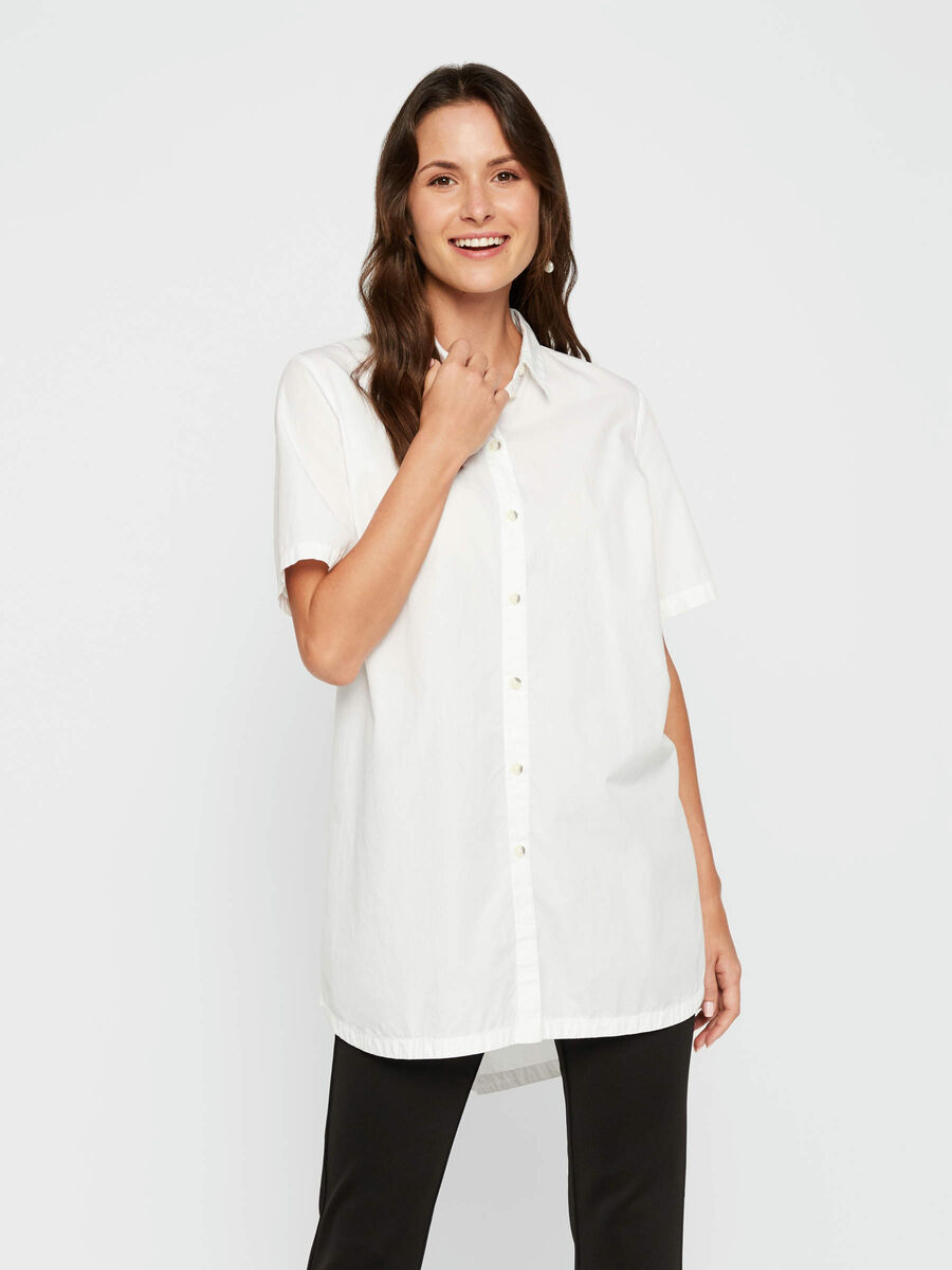 Pieces LONGLINE COTTON SHORT SLEEVED SHIRT, Cloud Dancer, highres - 17104575_CloudDancer_003.jpg