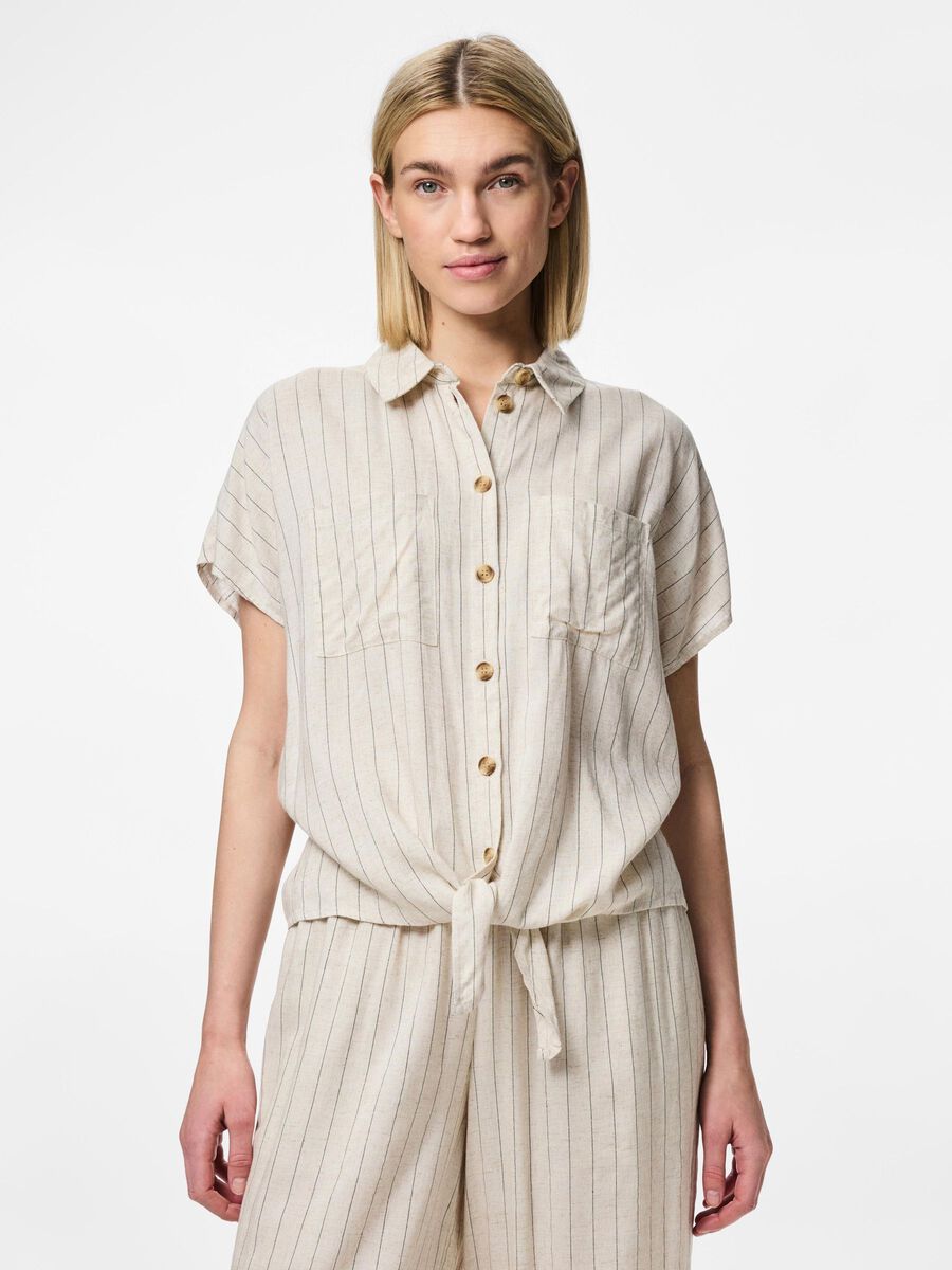Pieces PCPIA SHORT SLEEVED SHIRT, Birch, highres - 17154736_Birch_1188946_003.jpg