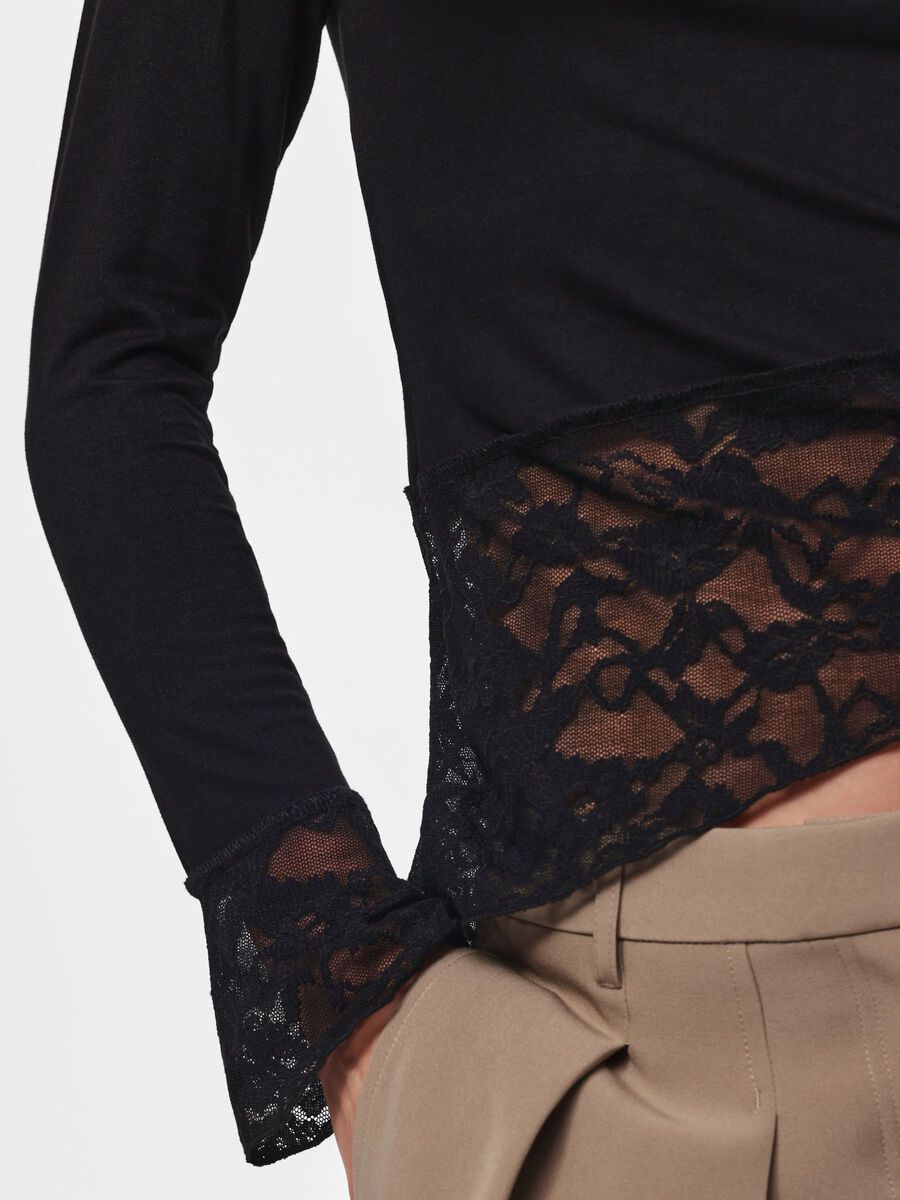 Carousel image 4 PCAUGUSTA BLONDEDETALJ LANGERMET TOPP, Black