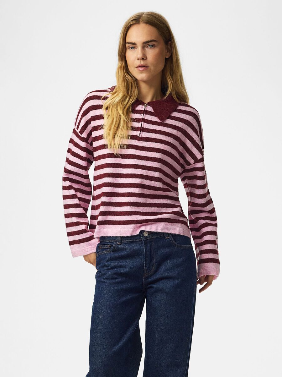 Pccharlot loose collar  jumper, colour: tawny port,, detail