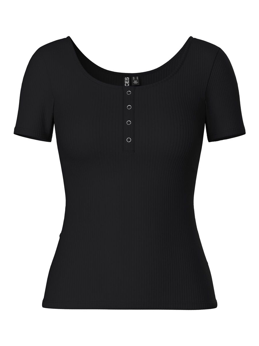 Pieces PCKITTE  TOP MET KORTE MOUWEN, Black, highres - 17101439_Black_001.jpg