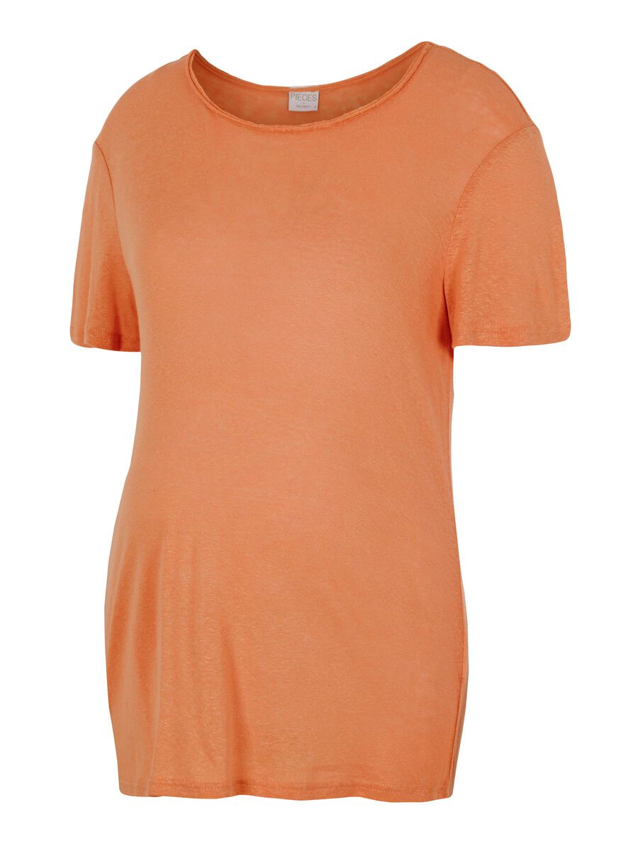 MAMA.LICIOUS Regulær O-hals Vente-t-shirt Kvinder Orange