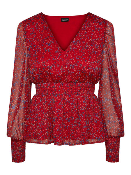 Pieces PCMYNTE V-NECK BLOUSE, Barbados Cherry, highres - 17134237_BarbadosCherry_1005819_001.jpg