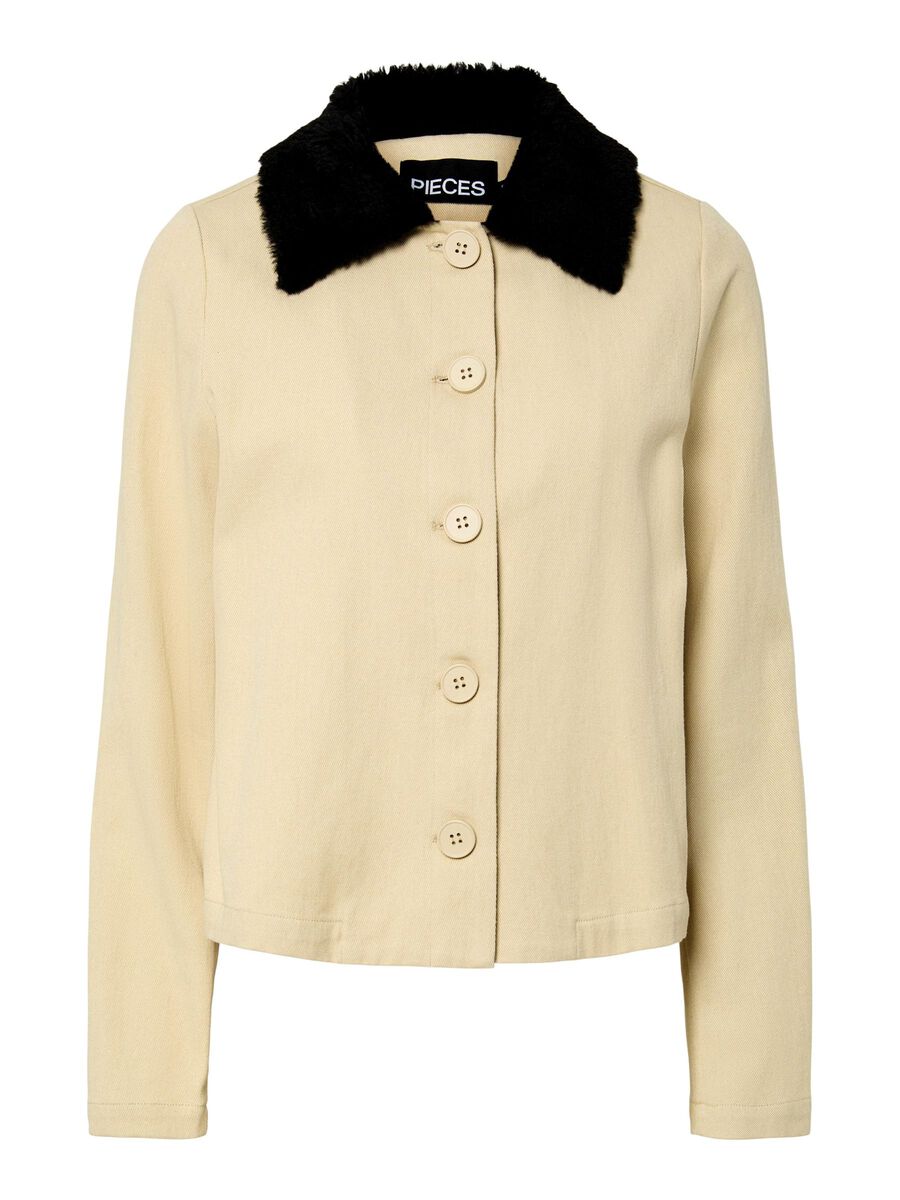 Pieces PCJACKIE DENIMJAKKE, Beige, highres - 17161303_Beige_1222677_001.jpg