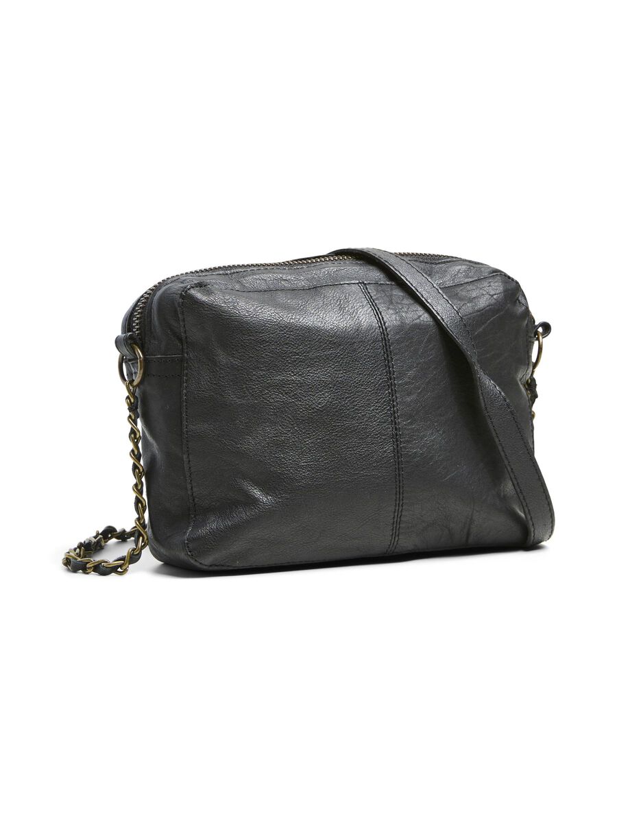 Pieces LEATHER CROSSBODY BAG, Black, highres - 17063358_Black_002.jpg
