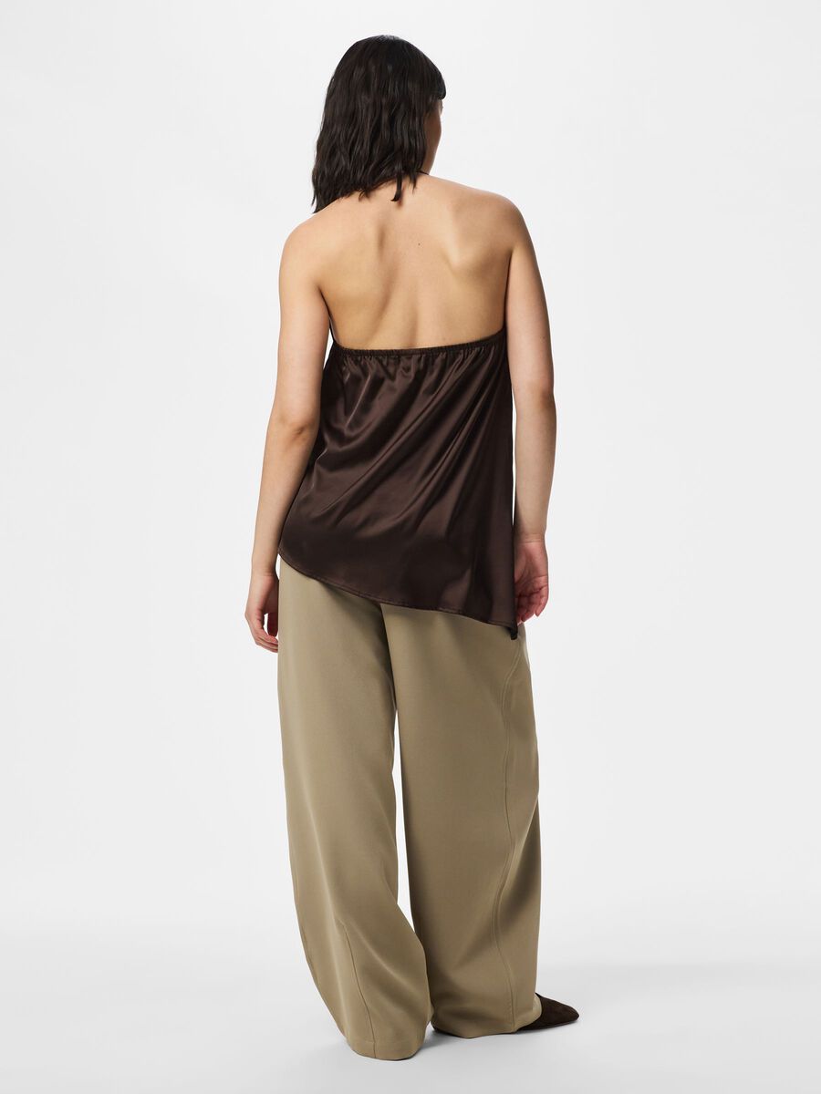 Product carousel image - PCFESTA HALTERNECK SATIN TOP, Hot Fudge | 2