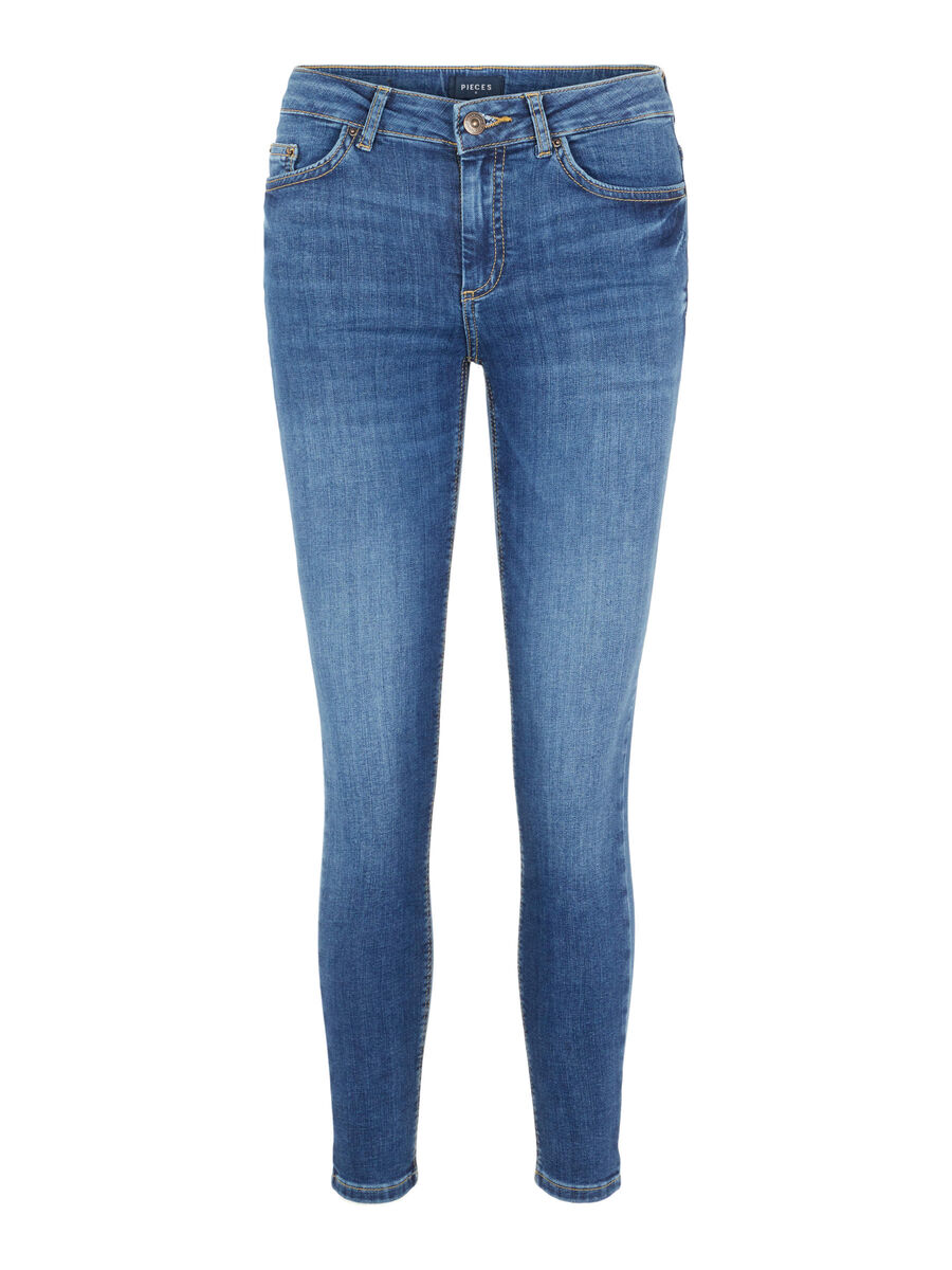 Pieces PCDELLY MW SKINNY JEANS, Medium Blue Denim, highres - 17114222_MediumBlueDenim_001.jpg