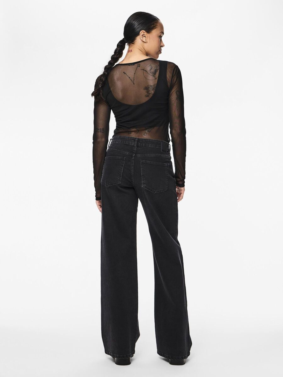 Pieces PCSELMA LW WIDE FIT JEANS, Black Denim, highres - 17152175_BlackDenim_004.jpg