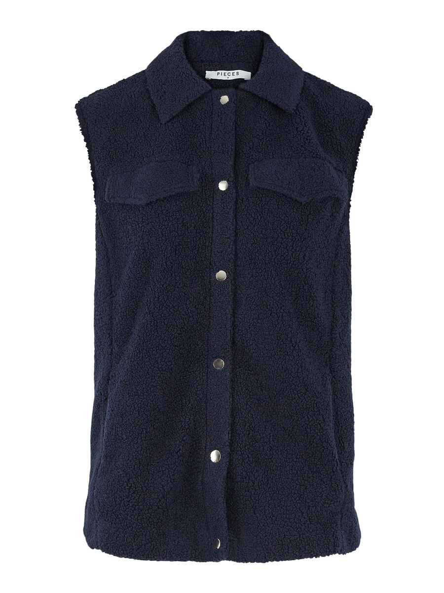 Pieces PELUCHE GILET SANS MANCHES, Navy Blazer, highres - 17109299_NavyBlazer_001.jpg