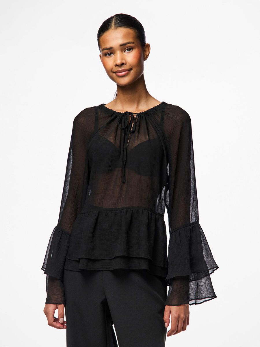 Pieces PCNANDITTA LONG SLEEVED BLOUSE, Black, highres - 17159571_Black_003.jpg