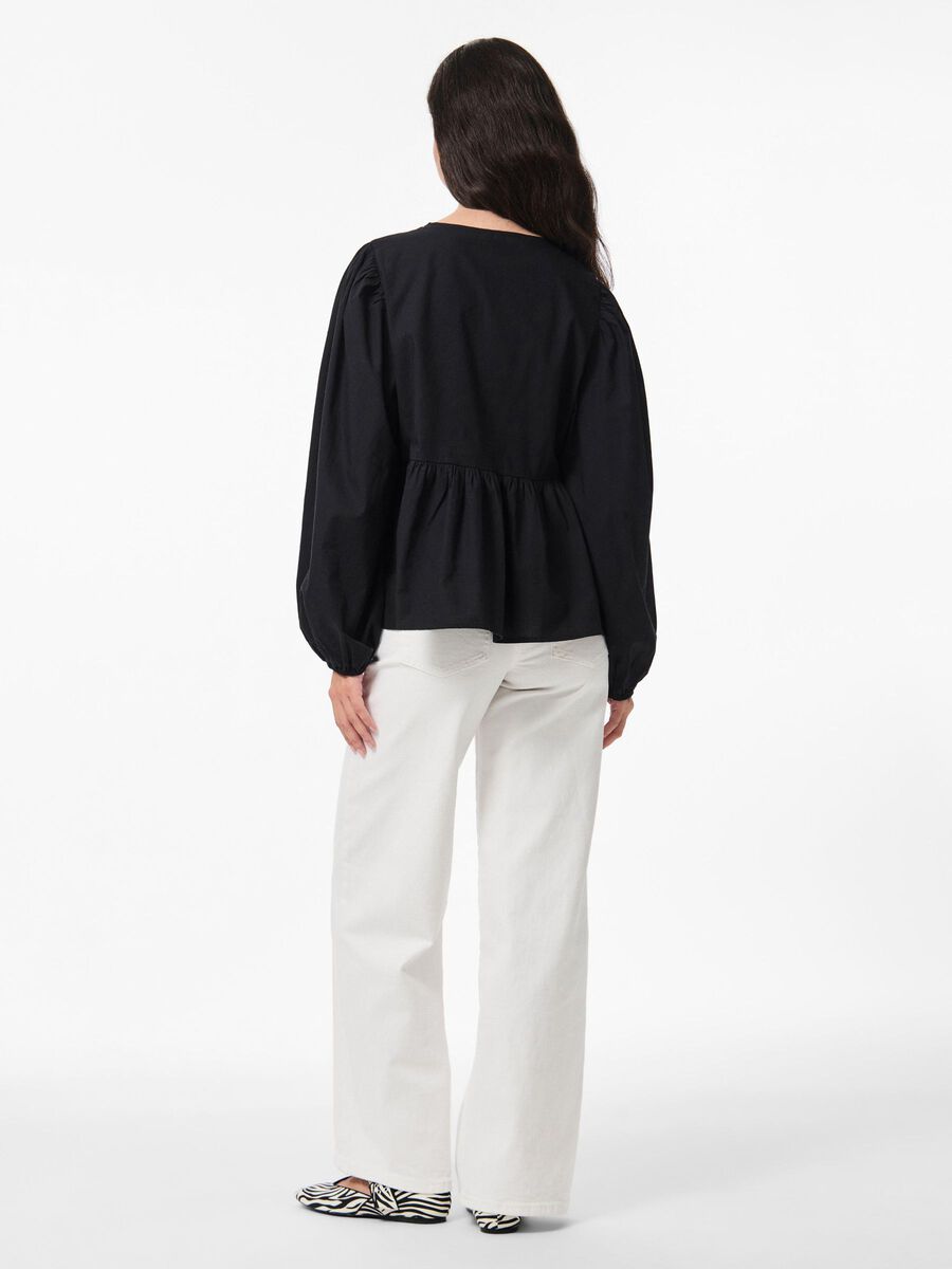 Pieces PCJOLLY TIE LONG SLEEVED BLOUSE, Black, highres - 17151258_Black_004.jpg