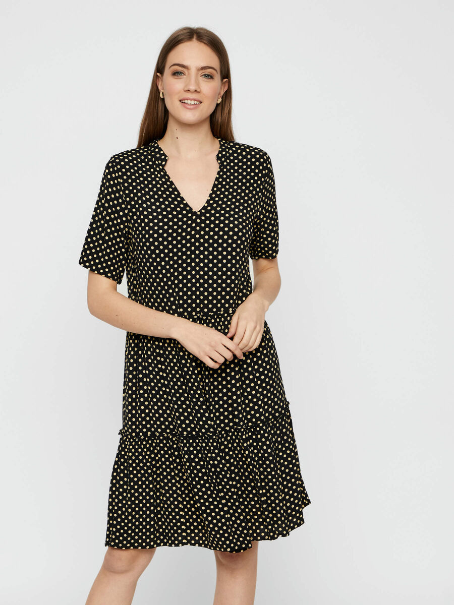 Pieces POLKADOT SHORTSLEEVE JURK, Black, highres - 17109715_Black_811374_003.jpg