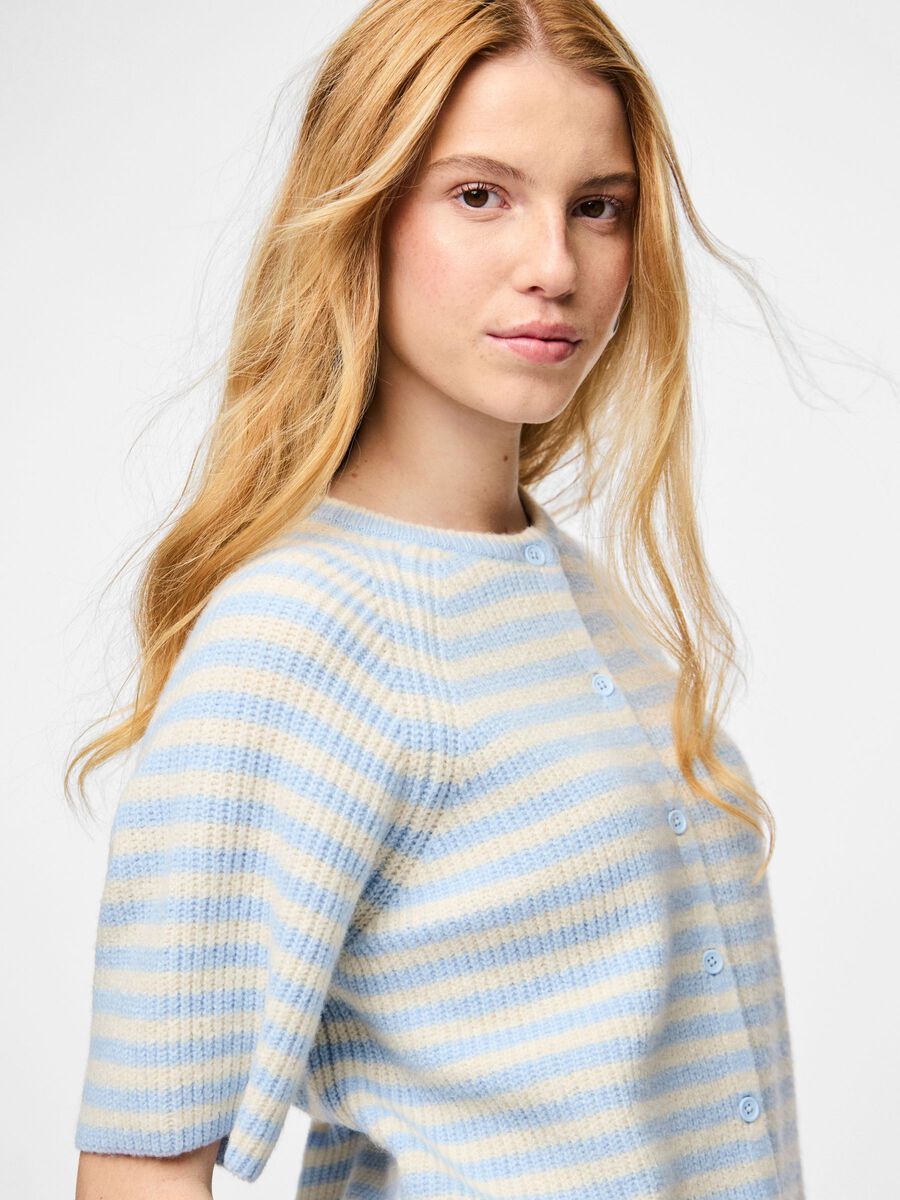 Carousel image - PCMALOU STRIPE KNITTED CARDIGAN, Cashmere Blue | 4