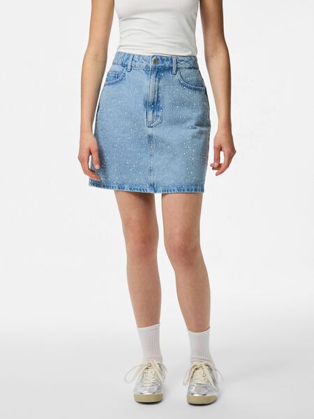 Pieces PCNOEL - MINI EN STRASS JUPE EN JEAN, Light Blue Denim, highres - 17163260_LightBlueDenim_1245778_003.jpg